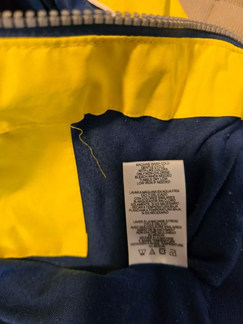 Perry Ellis Boys Hooded Windbreaker Jacket Size 5 Striped Blue Yellow